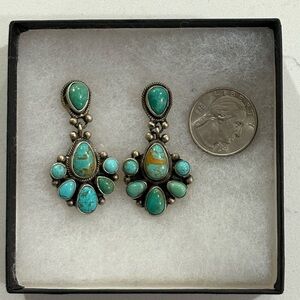 Turquoise Drop Earrings - Sterling-Style Silver Earrings